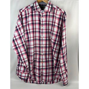 Thomas Dean Men's Long Sleeve Button Up Shirt XL Plaid READ